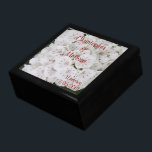 White Floral Wedding Day Keepsake Box CUSTOMIZE IT<br><div class="desc">Close-up of Mountain Laurel pretty white flowers and bits of pink and red.  Bride and Groom Name and Wedding Date in red script.  Click to personalize and put names in order of your preference,  change font style or color,  or delete image and upload your own.  Original Photography by TamiraZDesigns.</div>