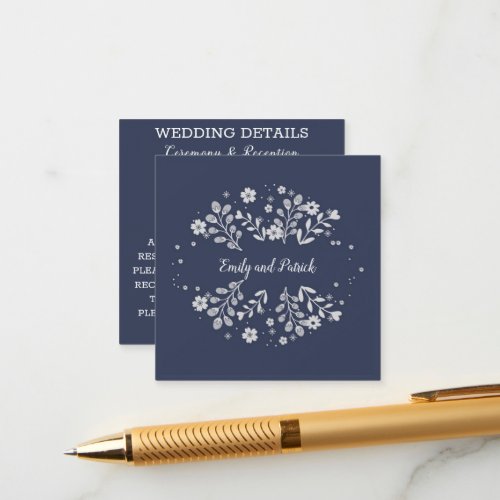 White Floral Wedding Enclosure Card