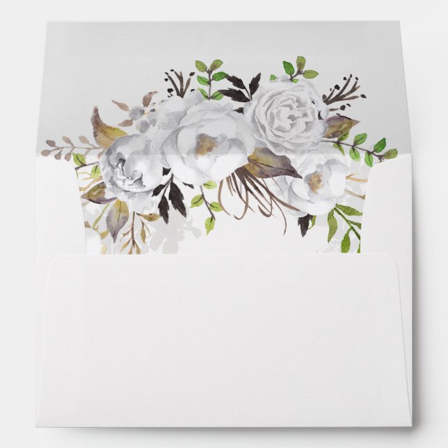 White Floral Wedding Envelope (Back (Bottom))