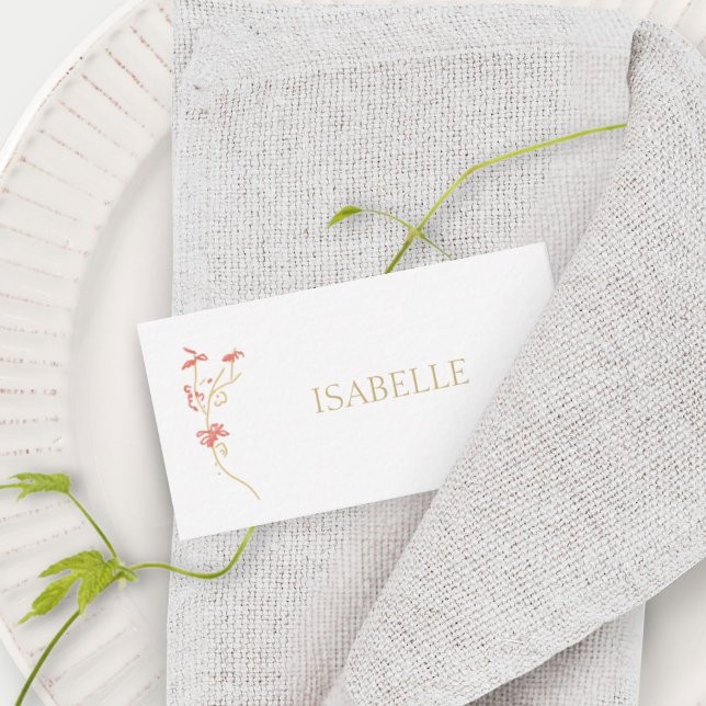 White | Floral Wedding Escort Place Name  Note Card (Creator Uploaded)