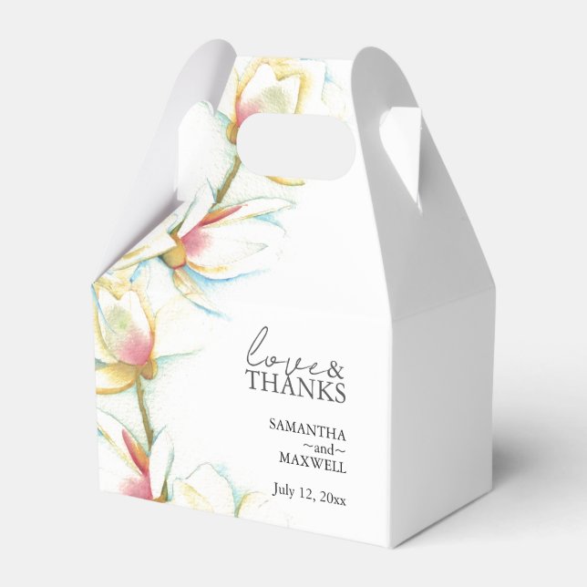 White Floral Wedding Favor Boxes Personalized (Front Side)
