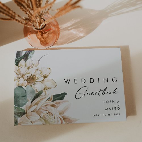 White Floral Wedding Guest Book