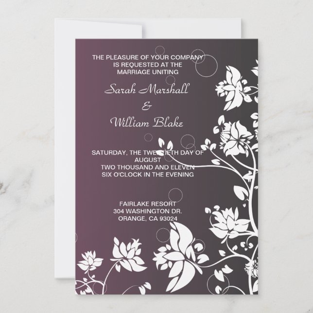 White Floral Wedding Invitation (Front)