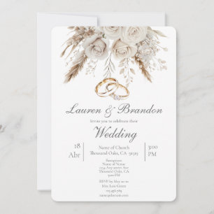 White floral Wedding invitation