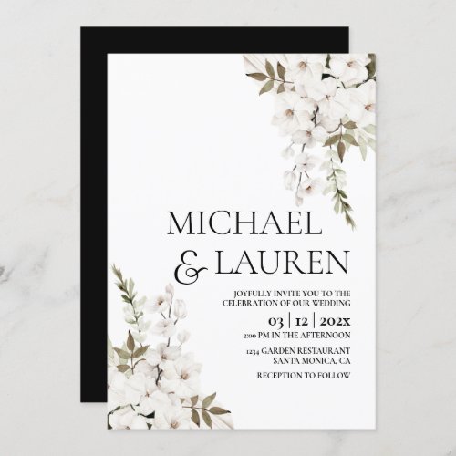 White Floral wedding Invitation