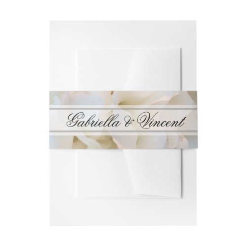White Floral Wedding Invitation Belly Band