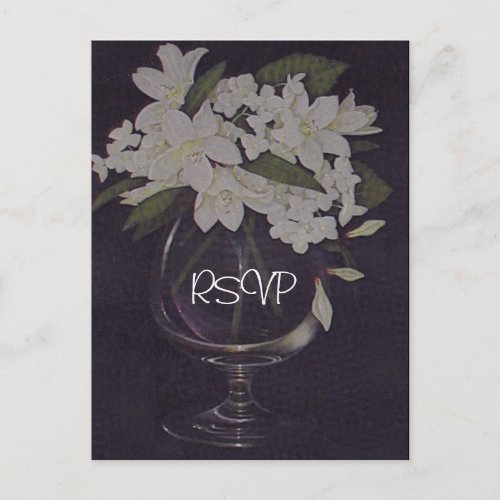 White Floral Wedding Invitation RSVP with Photo