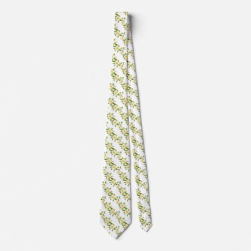 White floral wedding neck tie