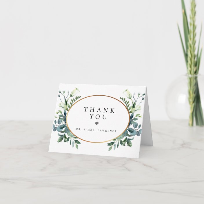 White Floral Wedding Photo Thank You Card 