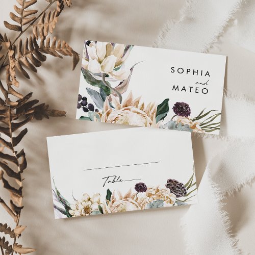 White Floral Wedding Place Card