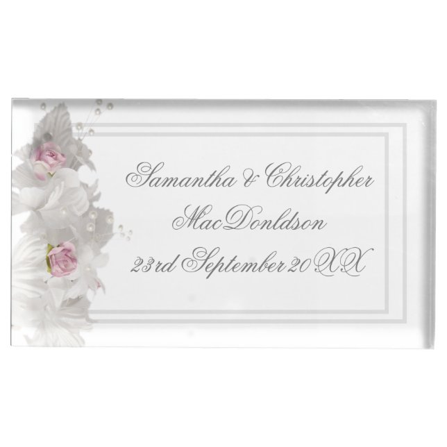 White floral wedding place card holder (Front)