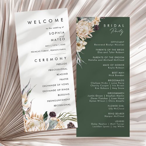 White Floral Wedding Program