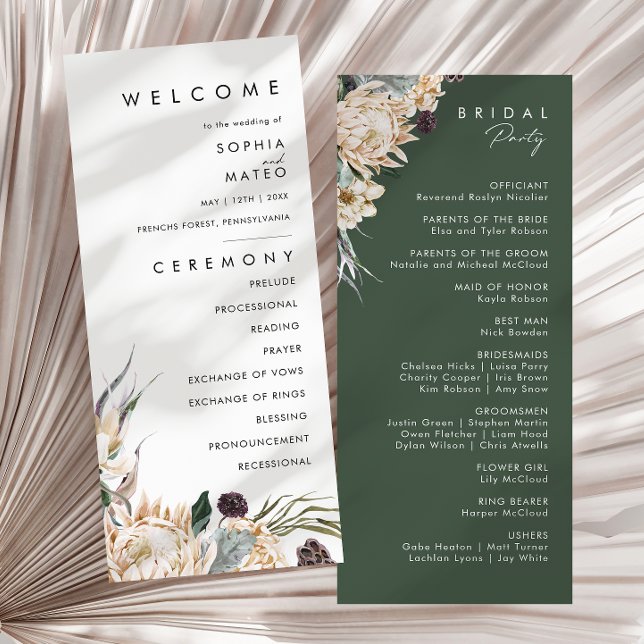 White Floral Wedding Program (Creator Uploaded)
