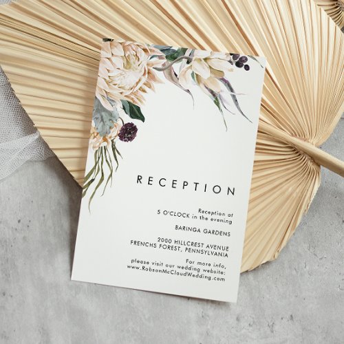 White Floral Wedding Reception Card