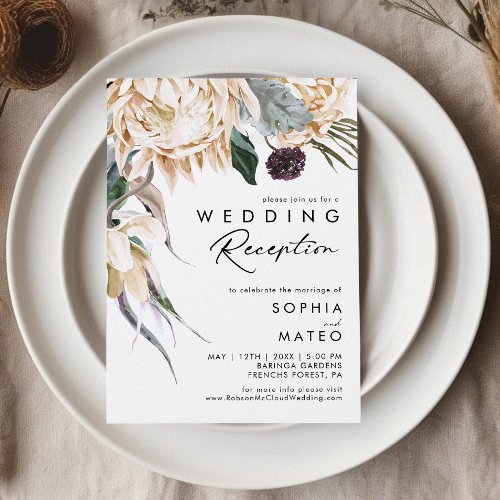 White Floral Wedding Reception Invitation