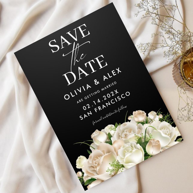 White Floral Wedding Save The Date Invitation (Creator Uploaded)