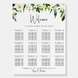White Floral Wedding Seating Chart Foam Board