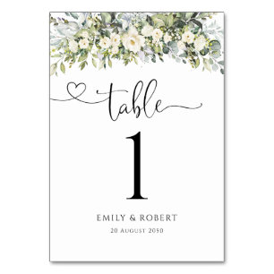 White Floral Wedding Table Numbers