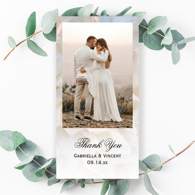 White Floral Wedding Thank You Photo Card (Creator Uploaded)