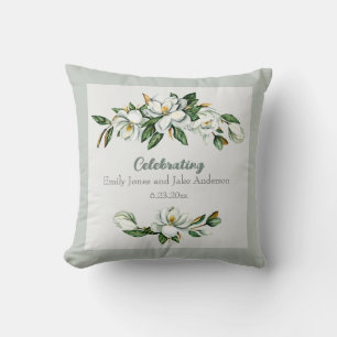 White Floral Wedding  Throw Pillow