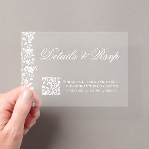 White Floral Wedding Transparent Details & Acrylic Rsvp Card