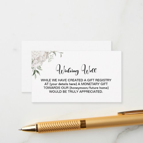 White Floral Wedding Wishing Well Enclosure Card