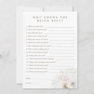 White Floral Who Knows The Bride Best Game Card