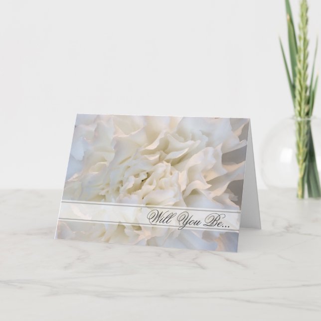 White Floral Will You Be My Bridesmaid Invitation (Front)