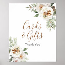 White Floral Winter Floral Cards & Gifts Sign