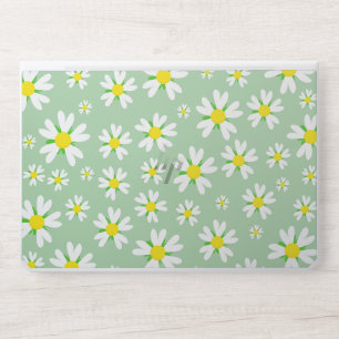White Floral with Mint Background pattern HP Laptop Skin