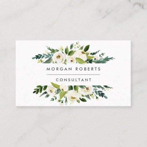 White Floral Wreath  All Professions  Trades Business Card