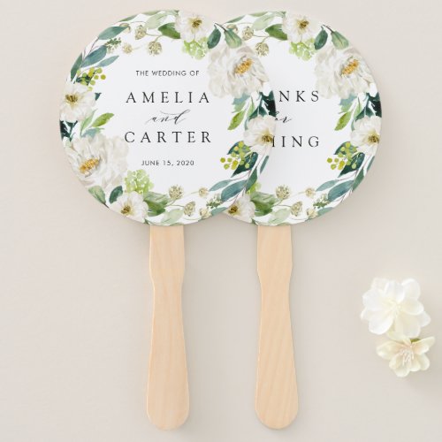 White Floral Wreath Wedding Hand Fan