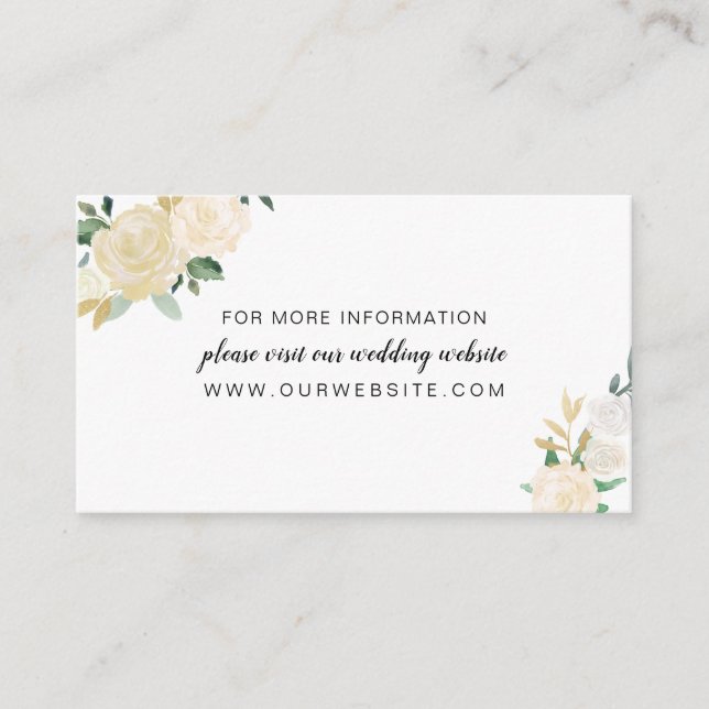 White Floral wreath wedding website or info card (Front)