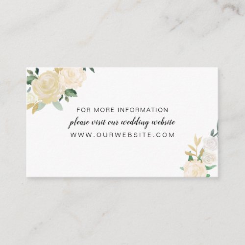 White Floral wreath wedding website or info card