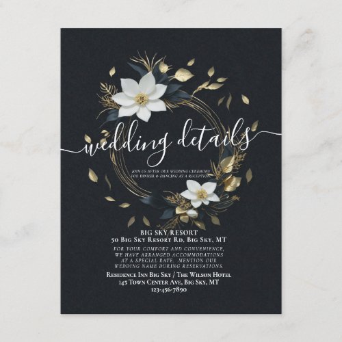 White Floral Wreath Wedding Wedding Details Photo Enclosure Card