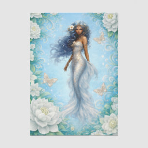 White Florals Mermaid & Butterflies Decoupage Tissue Paper