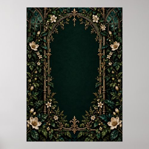 White Florals on Emerald Wedding Welcome Sign