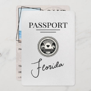 White Florida Passport Save The Date
