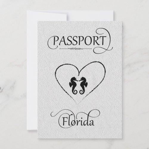 White Florida Passport Save the Date Card