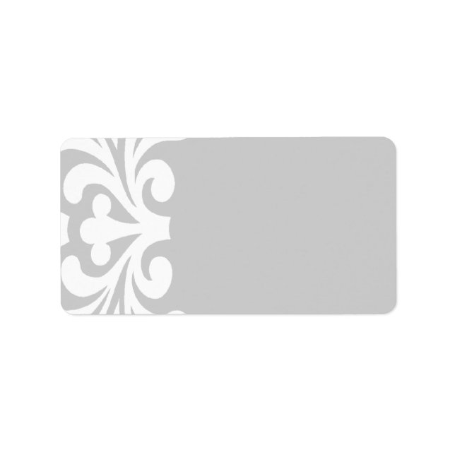 White Flourish Silver Blank Address Labels (Front)