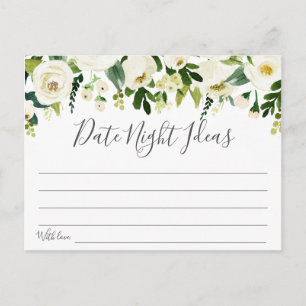 White Flower and Green Date Night Ideas Cards