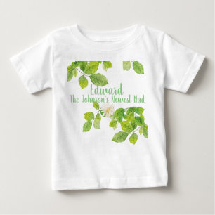 White Flower and Green Leaves Garden Baby T-Shirt
