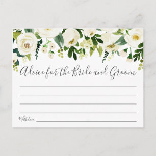 White Flower and Green Wedding Advice Cards