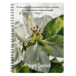 White Flower Art Prayer Journal Bible Verse