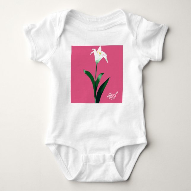 white flower baby bodysuit (Front)