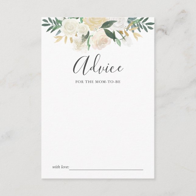 White Flower Baby Shower Advice (Front)