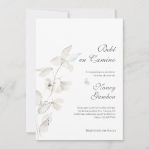 White flower baby shower invitation
