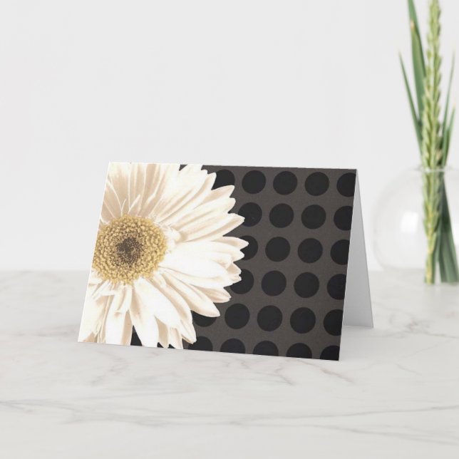 White Flower Black Dots Card (Front)