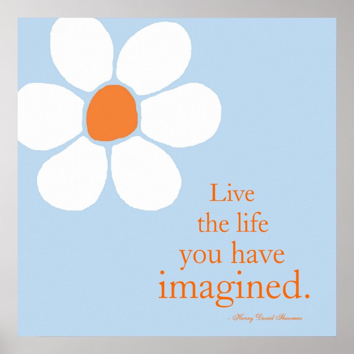 White flower blue Inspirational poster