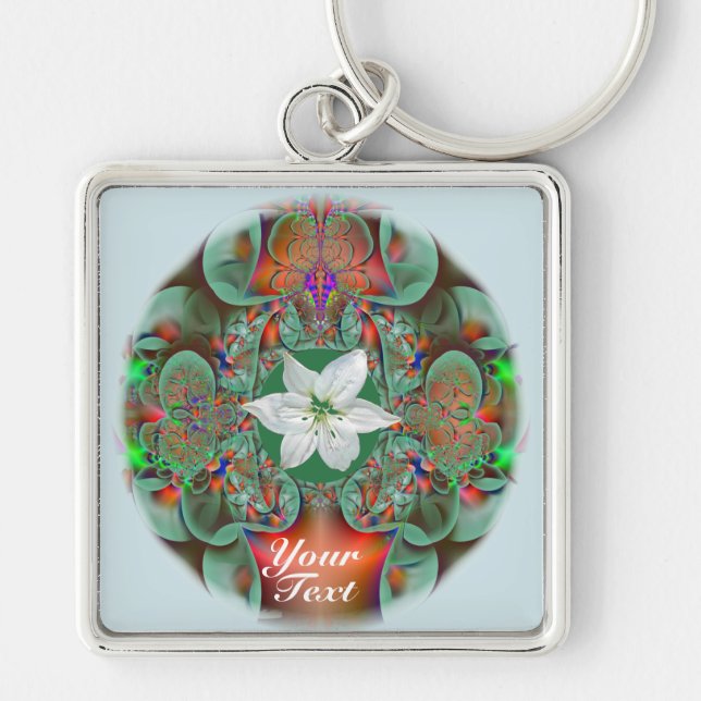 White Flower Bouquet Keychain (Front)